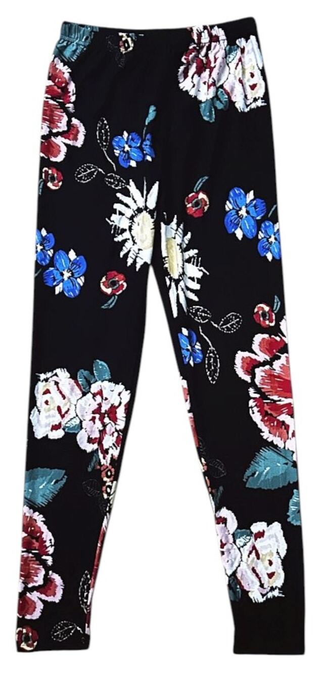 NWT Agnes & Dora Vintage Bloom on Black Floral Leggings Large